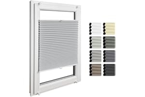 ‎HOME-VISION Home-Vision® Premium Doppelplissee Wabenplissee ohne Bohren mit Klemmfix (Weiß-Grau, B105cm x H150cm) Modern Klemmfix Blickdicht Plissee Sonnenschutz Hitzeschutz Jalousie für Fenster Thermo