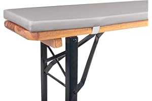 ‎TEXDEKO TexDeko® Bierbankauflage gepolstert 220x25x2cm waschbar mit Reißverschluss für Bierzeltgarnitur Härtegrad Mittelhart RG23 Bequeme Bankauflage zum selber aufziehen (Grau)