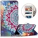 Produktbild iPhone 6 Plus Hülle,iPhone 6S Plus Hülle,iPhone 6/6S Plus Schutzhülle,iPhone 6S Plus Leder Tasche,Surakey Lederhülle Leder Tasche Case Cover für iPhone 6/6S Plus Handyhülle PU Leder Flip Case Schutz Etui Schale,Bunte Drucken Muster PU Leder Brieftasche Hülle Wallet Case Flip Cover Hüllen Etui Lederhülle mit Standfunktion Kredit Kartenfächer für iPhone 6 Plus/iPhone 6S Plus, indische Mandala Sonne Blume Blau Rosa