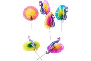 ZERODIS 50 unids Beber Fruta Cake Sticks Selecciones Aperitivo Cocktail Sticks Cupcake Toppers Paraguas Peacock Goldfish Wedding Party Decoraciones Restaurantes Buffets Party Supplies