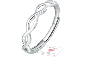 HEEYA 925 Sterling Silver/Rose Gold/14K Gold Plated Infinity Ring - Adjustable Crossover Thumb Rings for Women Girls - Cubic Zirconia Eternity Wedding Promise Ring Anniversary Jewellery Gifts