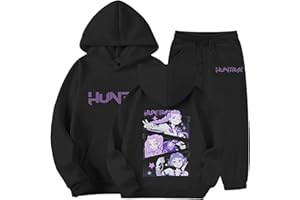 GÉNÉRIQUE Jogging Survêtement Ensemble 2 Pièces Kpop Demons Hunters Merch pour Fille Imprimés K-Pop Demon Hunter Huntrix Huntr/X Rumi Mira Zoey Pull à Manches Longues Kpop Witch Hauts Décontractés Demon Hoodie