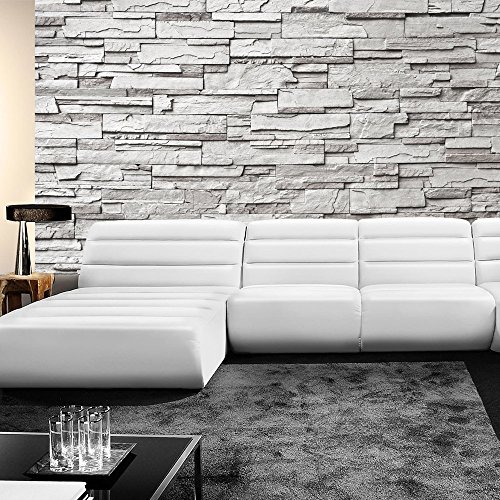Vlies Fototapete 400×280 cm PREMIUM PLUS Wand Foto Tapete Wand Bild Vliestapete – NOBLE GREY STONE WALL – Asian STONE WALL Steinwand Steintapete Wand Wandverblender Asia Steine – no. 019 - 8