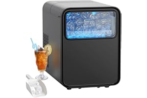 QEXREED Eiswürfelmaschine Klein, Eiswürfelbereiter Ice Cube Maker, 9 Würfel in 6 Minuten fertig, Eiswürfelmaschine mit Tragbarem Griff und Korb, 2 Eiswürfel-Größen, 12KG/24H, Selbstreinigendes