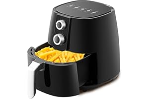 ‎OFCASA OFCASA Heißluftfritteuse XL 3.8L 1450W, Heißluft Fritteusen 30-Minuten-Timer und 80-200℃ Temperaturregelung, Fritteuse ohne Öl Dual Knob Contro, Antihaft Korb, Ölfreie Fritteuse für Chips, Schwarz