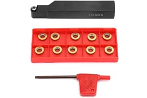 Akozon Attrezzo per tornio, 10 pezzi RPMT10T3MO lame per inserti intercambiabili + portautensile per tornitura SRAPR1616H10 + chiave 1 pezzo accessori di ricambio