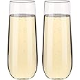 hotder 2PCS 100% Tritan Plastic Champagne Flutes,12 Oz stemless champagne glasses Toasting Glasses,Plastic Champagne Cups Shatterproof Recyclable