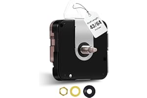 DEEWISH 12888 Mécanisme d'Horloge à Quartz Super Silencieux, Longueur de Tige 0,6-150,6 cm, Moteur d'Horloge Murale à Piles (Sans Aiguilles)