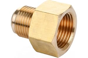 HOSIFIY Brass Pipe Adapter - 5/8" SAE Female to 1/2" SAE Male Flare - Brass Pipe Fitting Reducer Adapter for Air Conditioner Refrigeration (2 Packs)