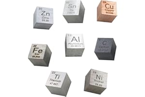 GOONSDS Element Cube - Set of 8 Metal Density Cubest Include Titanium Carbon Nickel Iron Copper Zinc Aluminium Tin for Collections and Laboratory