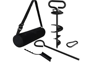 Eurmax USA Dog Tie Out Stake Triple Lock Heavy Duty Dog Anchor for Large Dogs Trampoline Stakes Dog for Yard and Outdoor Dog Runner Install & Travel Kit Included,1-Pack(Black)