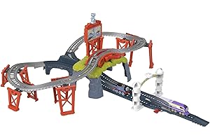 THOMAS & FRIENDS Thomas y sus amigos Carrera Copa de Sodor Pistas para coches de juguete con trenes y accesorios (Mattel HFW03)