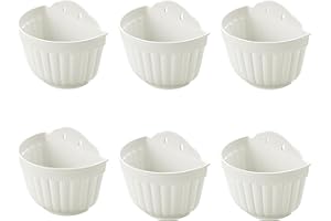 ORIMERC 6 pcs Pots de 25 cm Fleurs muraux verticaux à Suspendre pour Jardin, Salon, fenêtre, intérieur, extérieur, Cuisine, Herbes, Balcon, Balustrade, étagère, clôture, décoration de Treillis Blanc