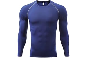 Sillictor Mens Compression Base Layer Top Quick Dry Long Sleeve Running Top Mens UPF 50+ Sports Underlayer for Ski Golf Cycling Hiking Football,Breathable Moisture Wicking Muscle Support