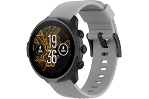 Yikamosi Compatible con Suunto 7 Correa/Suunto 9 Correa,24MM liberación rápida Silicona Suave Cierre de Acero Inoxidable Correas de Repuesto para Suunto 7/Suunto 9/Suunto 9 Baro,Gris