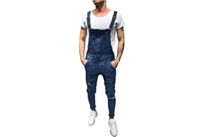vokkrv 2023 Salopette da Uomo in Denim Jeans Pantaloni Salopette da Lavoro Moda Jeans Strappati Pagliaccetti Tute Larghi da Lavoro Cargo Pagliaccetti con tasche Casual Salopette Jumpsuit
