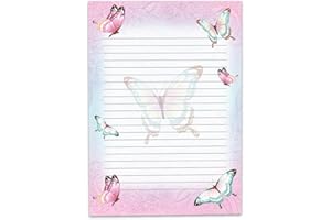 ‎LIMONIA Buntes Briefpapier Briefblock für Mädchen Kinder Schmetterlinge Blumen (Block A5 mit 25 Blätter)