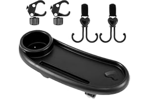 Airener Baby Stroller Snack Tray with Cup Holder, Universal Stroller Food Tray, Removable Pram Food Tray, Reusable Stroller Snacks Holder with Adjustable Buckle and Hooks for Strollers