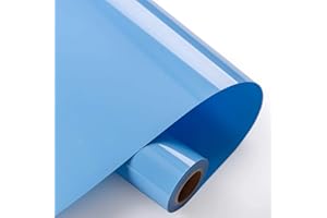 FOESKA Heat Transfer Vinyl Bundle 12" x 10' Feet Rolls, HTV for Silhouette Cameo Easy to Cut & Weed, DIY Heat Press Design for T-Shirt, Clothes, Hats and Other Textiles (Sky Blue)