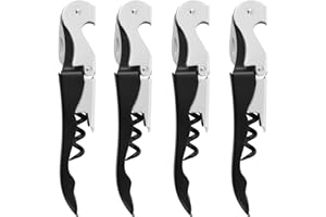 YUECHENGGUI Korkenzieher Flaschenöffner Set von 4, Kohlenstoffstahl 3 in 1 Bier- und Weinflaschenöffner, Kellner Korkenzieher und Folienschneider für Sommeliers, Kellner und Barkeepers, schwarz