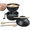 ELECDON Microwave Ramen Cooker Ramen Bowl Set with Lid Chopsticks College Dorm Room Essentials for Girls, Boys, Rapid and Quick Ramen Cooker with Handles Apartment Essentials for Apartment (Black)