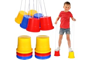 BESPORTBLE Jump Balancing Stilts, 3 Pairs Plastic Walking Sensory Training Stilts for Kids with Rope for for Balance Development Outdoor Fun (Random Color)