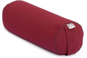 ‎BODHI Bodhi Yoga Mini Bolster ECO | Ø 14 cm | 100% Bio-Baumwolle | Nackenrolle mit Buchweizenschalen | Yogabolster mit abnehmbarem und waschbarem Bezug | Yogarolle für Meditation | Bordeaux