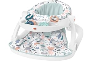 Fisher-Price Siège de jeu avec plateau et 2 jouets pour maintien de bébé en position assise, siège d’activités, motif Galet du Pacifique, Jouet d'Éveil, Dès 1 an, HPF45