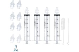 Sugeru® Nasensauger baby Set,Nasendusche set mit Reinigungsbürste & Silikon-Nasensaugspitze,wiederverwendbare/sicher/tragbar nasenspülung, nasal aspirator baby,Nasenwaschreiniger, Nasenspü (10ml, 4)