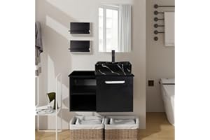 YU YUSING Juego de Muebles de baño con Lavabo, Armario baño con Espejo, 2 estantes Pared, Juego Grifo (Lavabo cerámica)