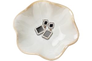 BINOSTER Ceramiczne naczynie na biżuterię, prezenty dla kobiet jej liść biżuteria talerz bibelot taca na klucze mały pierścień uchwyt na naczynia szafka nocna wystrój domu Boże Narodzenie urodziny przyjaźń