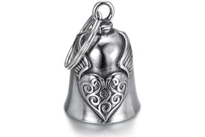 JAWUZ Campana De Moto Guardian Bell Para Motocicleta,Campanilla De Motocicleta,Amuleto De La Suerte,Campana De Protección De Ángel Para Bendecir La Paz,Amuleto De La Suerte,Plata,Talla Única
