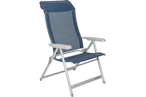 Berger Luxus Silla Plegable XL | Silla Plegable Jardin | Silla Aluminio Plegable | Silla Jardin Plegable | Silla Jardin con reposabrazos | Silla Balcon Azul, soporta 200 kg, Ancho Asiento 57 cm