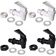 Qboyi Replacement Cooler Faucet - 2 White and 2 Black Water Dispenser Tap Set Plastic spigot.