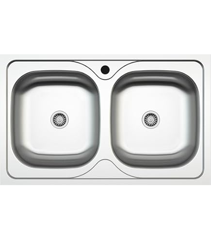 Lavello Cucina Doppia Vasca In Acciaio Inox - 50x79 Cm, Design Italiano Samet - Foto 2
