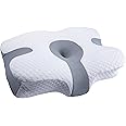 Green Lion Cervical Memory Foam Pillow Middle Soft, Hypoallergenic, Ergonomic Neck Support, Dry & Breathable, Zero Pressure, Washable & Foldable, for Side Back & Stomach Sleepers - Gray/White