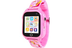 SJYIH Waterproof Smart Watch for Kids with 24 Puzzle Games HD Touch Screen Camera Music Player Pedometer Flashlight 12/24hr Alarm Clock Calculator Kids Smart Watches Toys Gift for 4-12 Year Old Girls Boys
