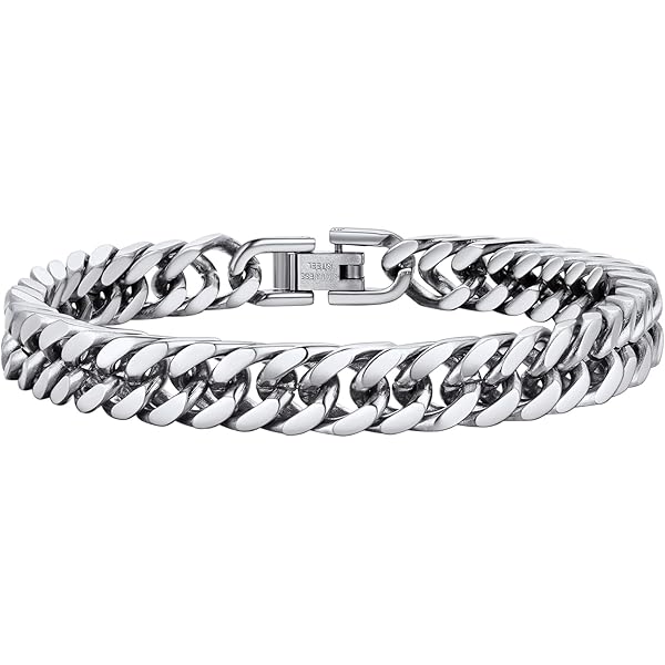 Herenarmband, roestvrij staal, pantserketting met letters, zilveren Cubaanse armband met A-Z, letterarmbanden voor mannen jongens, kerstcadeaus, verjaardagscadeau voor papa, zoon, kleinzoon, broer