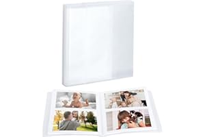 FRETONBA Album Photo Pochette 40 Pages, Petit Albums Photos Traditionnel Pouvant Contenir 80 Photos au Format 10x15, Livre Photo avec Housse de Protection pour Mariage, Bebe, Anniversaire, Blanc