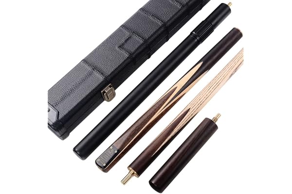 CUESOUL 57" 18oz Classic Handcrafted Rosewood 3/4 Joint Snooker Cue with Aluminum Telescopic Extension - Leatherette Case, 9.5mm Tip Snooker Cue Set