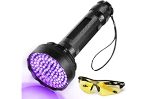 HOMRICH UV Taschenlampe 100 LEDs UV Schwarzlicht Taschenlampe mit UV-Schutzbrille,395nm UV Licht Scorpion Light Torch Lampe für unechte Banknoten, Urin von Hunde,Teppich,Nagetiere