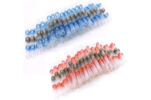 65PCS Thermorétractables Connecteurs de Fil, Sopoby Solder Seal Connecteurs Imperméables Electriques Kit de Sertissage Avec le Cas Pratique (40 Rouge + 25 Bleu)