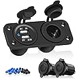 KFZ Auto Adapter Steckdose Zigarettenanzünder Ladegerät mit Dual USB-Buchse Verteiler 12V, Schwarz