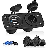 KFZ Auto Adapter Steckdose Zigarettenanzünder Ladegerät mit Dual USB-Buchse Verteiler 12V, Schwarz