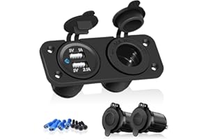 ISWEES Prise de courant allume-cigare 12V / 24V, adaptateur de prise de chargeur marin étanche pour voiture marine moto Camion ATV RV, avec fiche de prise d'allume-cigare à fusible pour bateau