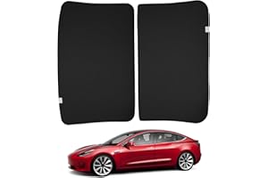 BASENOR Tesla Model 3 Pare-Soleil de Toit en Verre Avant & Arrière avec Couvertures Réfléchissantes - Jeu de 4 pour 2017-2020