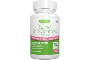 IGENNUS HEALTHCARE NUTRITION Igennus Super Vitamin B12-Complex 1000mcg Sublingual, Methylated Methylcobalamin, 180 Servings, Clean Label & Vegan, 3 High Absorption Forms, Sugar-Free Melts, 1-a-Day