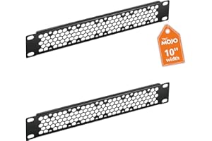 Tecmojo Vented 1U Blank Rack Mount Panel, Steel Patch Panel Filler for 10" Width Server Rack, Network Cabinet, Data Center, Home Labs, Black (2 Pack)