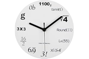 Timelike, orologio da parete moderno, design unico, matematica, equazione, ogni ora è caratterizzata da una equazione matematica, 12"(30CM)