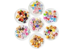 BOSOIRSOU - 140 dijes de limo surtidos, bonitos dijes de dona de frutas dulces, adornos de resina con parte trasera plana, cabujones de resina para hacer manualidades, adornos, álbumes de recortes,